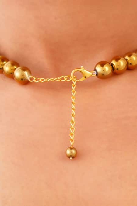 Buy_Kastiya Jewels_Gold Plated Natural Hematite Embellished Necklace_Online_at_Aza_Fashions