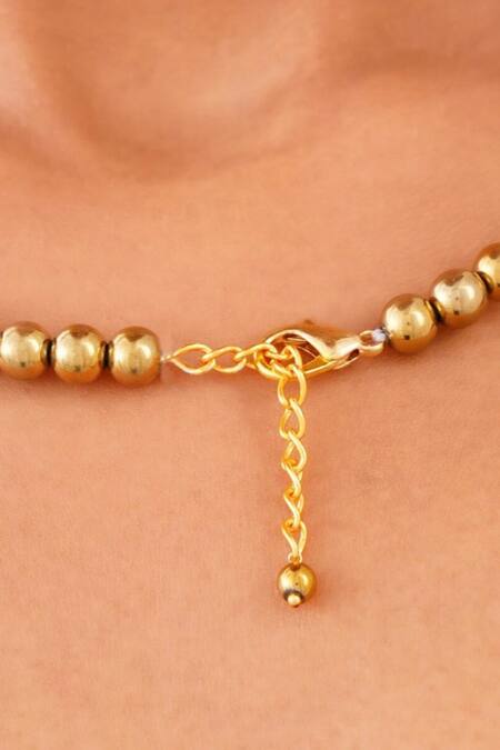 Buy_Kastiya Jewels_Gold Plated Natural Hematite Embellished Necklace_Online_at_Aza_Fashions