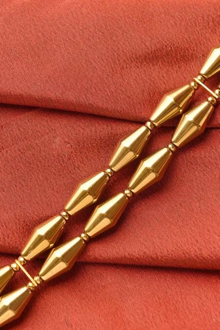 Buy_Kastiya Jewels_Gold Plated Stones Natural Hematite Embellished Bracelet_Online_at_Aza_Fashions