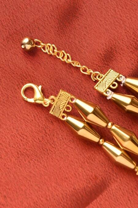 Shop_Kastiya Jewels_Gold Plated Stones Natural Hematite Embellished Bracelet_Online_at_Aza_Fashions