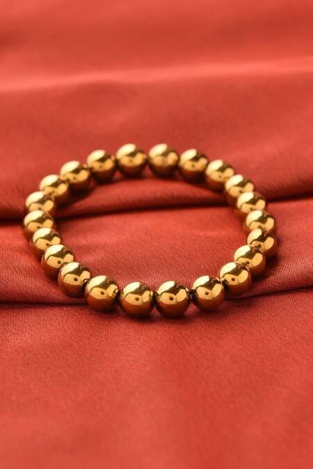 Shop_Kastiya Jewels_Multi Color Gold Stack Bracelet Embellished With Multicolored Natural Hematite_Online_at_Aza_Fashions