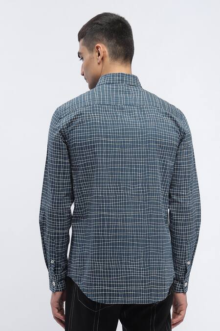 Abraham And Thakore Cotton Abstract Checks Print Shirt 