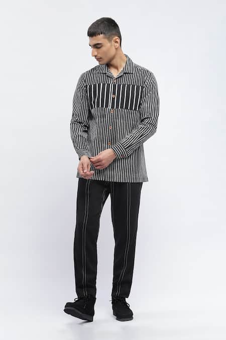 Abraham & Thakore Cotton Stripe Print Shirt 