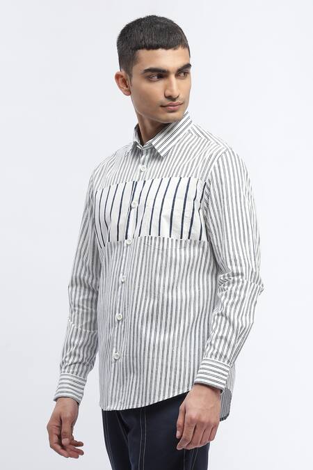 Buy Abraham And Thakore White Cotton Pure Stripe Print Shirt Online at Aza Fashions Buy_Abraham And Thakore_White Cotton Pure Stripe Print Shirt _Online_at_Aza_Fashions