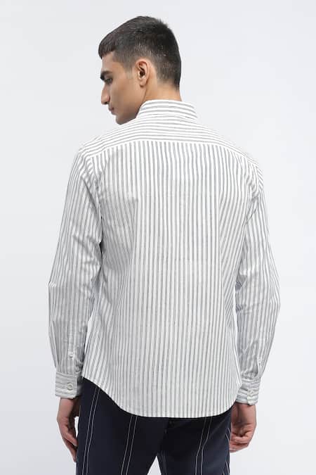 Abraham And Thakore Pure Cotton Stripe Print Shirt 