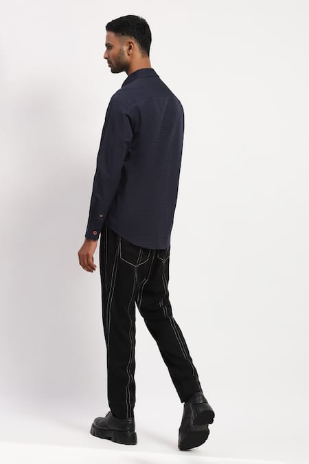 Abraham And Thakore Horizontal Stripe Print Panel Shirt 