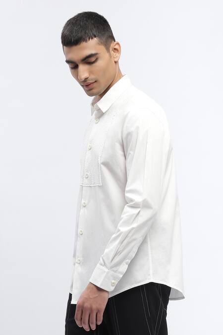Buy Abraham And Thakore Ivory Cotton Textured Yoke Shirt Online at Aza Fashions Buy_Abraham And Thakore_Ivory Cotton Textured Yoke Shirt _Online_at_Aza_Fashions