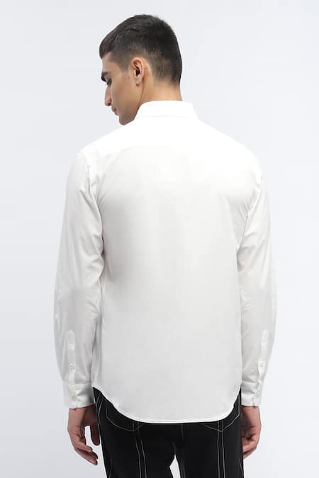 Shop Abraham And Thakore Ivory Cotton Textured Yoke Shirt at Aza Fashions Shop_Abraham And Thakore_Ivory Cotton Textured Yoke Shirt _at_Aza_Fashions