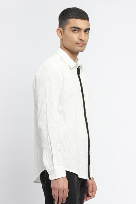 Shop_Abraham And Thakore_Ivory Cotton Textured Shirt _Online_at_Aza_Fashions