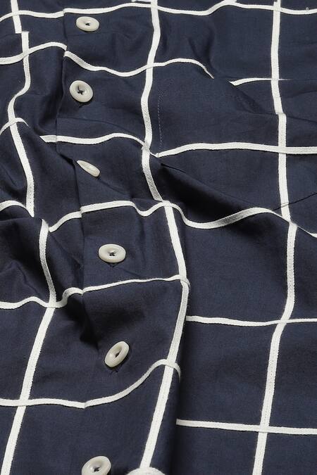 Buy Abraham And Thakore Blue Cotton Checks Print Shirt Buy_Abraham And Thakore_Blue Cotton Checks Print Shirt