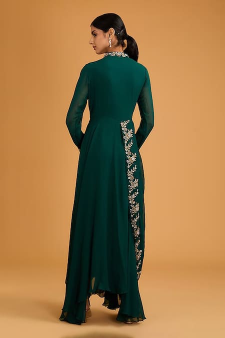 Baidehi Floral Embroidered Draped Gown 