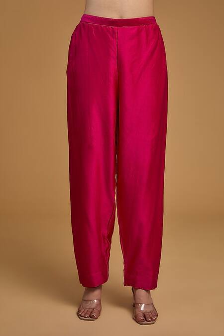 BAIDEHI Pink Denim, Silk, Chanderi, Organza Sequins, Diamonds, Floral Kurta Pant Set Online at Aza Fashions BAIDEHI_Pink Denim, Silk, Chanderi, Organza Sequins, Diamonds, Floral Kurta Pant Set _Online_at_Aza_Fashions