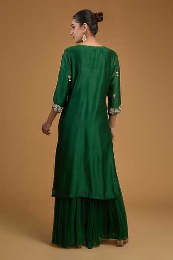 BAIDEHI Floral Embroidered Yoke Kurta With Sharara Set 