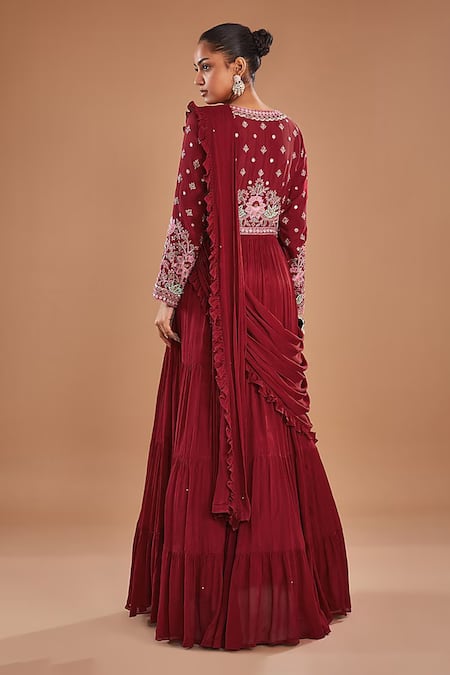 Baidehi Resham Hand Embroidered Draped Gown 