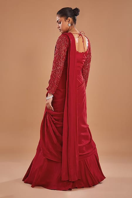 Baidehi Resham Hand Embroidered Draped Lehenga Saree Set 