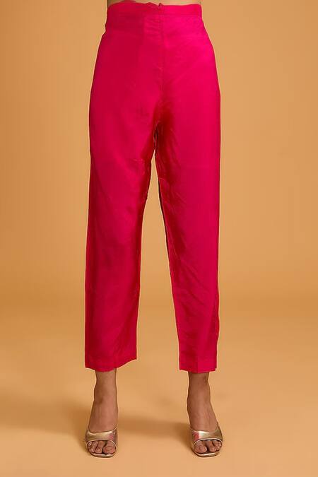 BAIDEHI Pink Bamboo, Organza Cut Work, Embroidery Round Neck Cutdana Kurta And Pant Set Online at Aza Fashions BAIDEHI_Pink Bamboo, Organza Cut Work, Embroidery Round Neck Cutdana Kurta And Pant Set _Online_at_Aza_Fashions