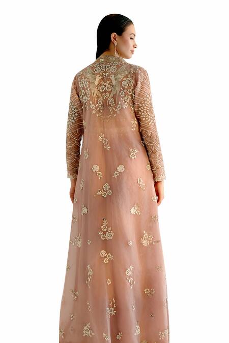 Shop Shashank Arya Pink Organza, Satin Sequins, Crystals, Floral Embroidered Longline Jacket Set Online at Aza Fashions Shop_Shashank Arya_Pink Organza, Satin Sequins, Crystals, Floral Embroidered Longline Jacket Set _Online_at_Aza_Fashions
