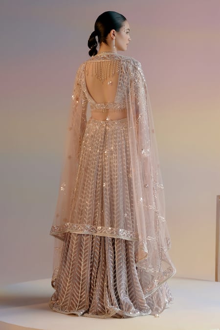 Shop Shashank Arya Purple Organza, Satin, Tulle Pearls, Sequins, Crystals Embroidered Lehenga Set at Aza Fashions Shop_Shashank Arya_Purple Organza, Satin, Tulle Pearls, Sequins, Crystals Embroidered Lehenga Set _at_Aza_Fashions