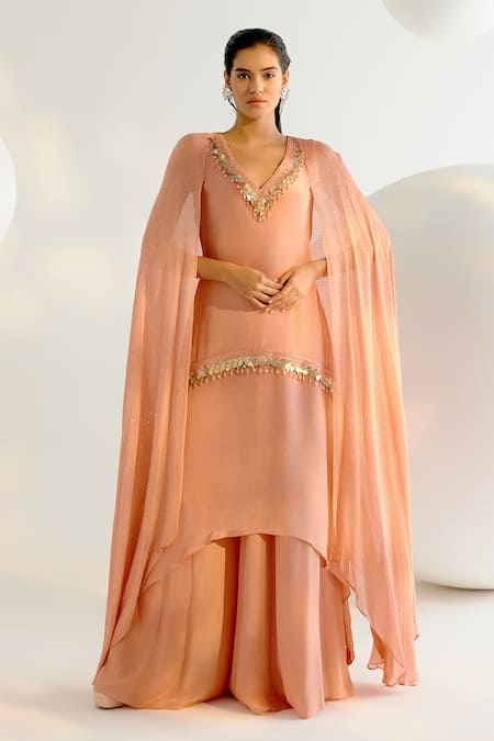 SHASHANK ARYA Neckline Embellished Kurta & Flared Pant Set 