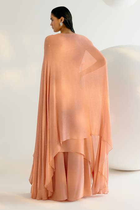 Shashank Arya Beige Georgette, Crepe Cut Work, Pearls, Sequins Embroidered Kurta And Sharara Set at Aza Fashions Shashank Arya_Beige Georgette, Crepe Cut Work, Pearls, Sequins Embroidered Kurta And Sharara Set _at_Aza_Fashions