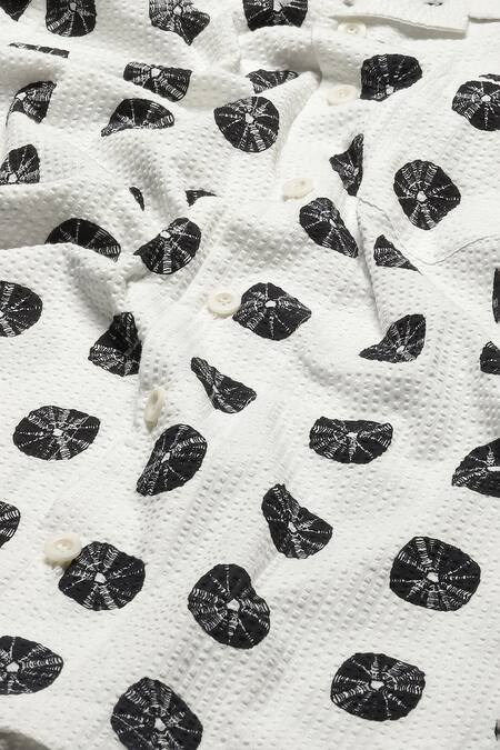 Buy Abraham And Thakore Ivory Cotton Textured Abstract Print Shirt Buy_Abraham And Thakore_Ivory Cotton Textured Abstract Print Shirt