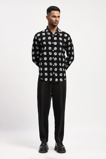 Abraham & Thakore Textured Cotton Print Shirt 