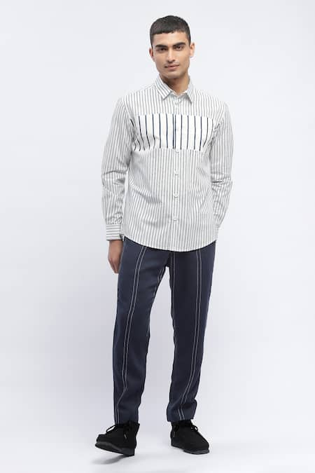 Abraham & Thakore Solid Straight Fit Pant 