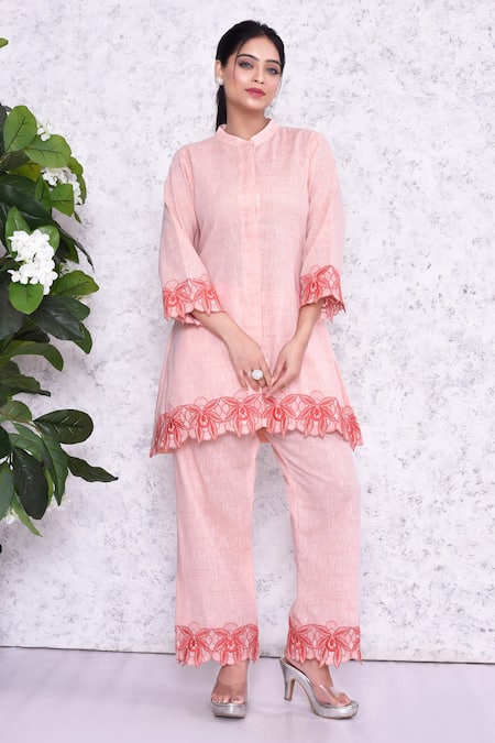 AMETHYST Floral Cutwork Tunic & Pant Set 