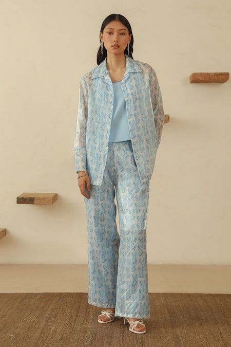 MUVAZO Chitra Soochi Abstract Print Shirt Pant Set 