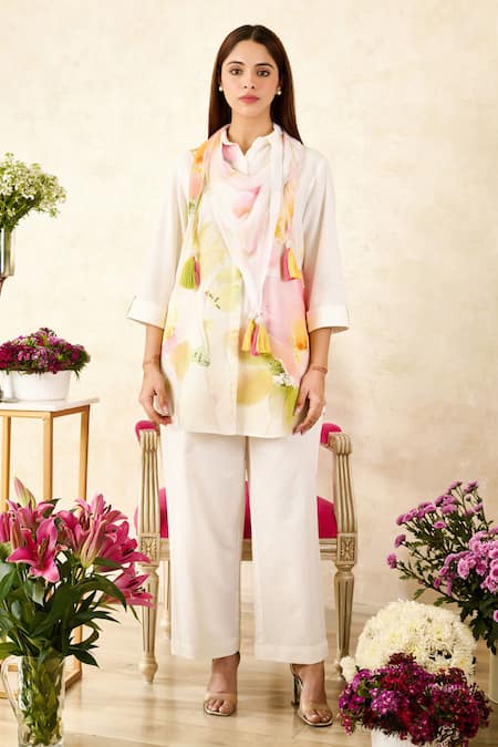 Rainas Botanical Print Shirt Pant Set 