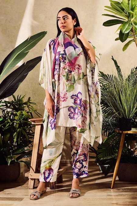 Rainas Floral Print Kaftan Pant Set 