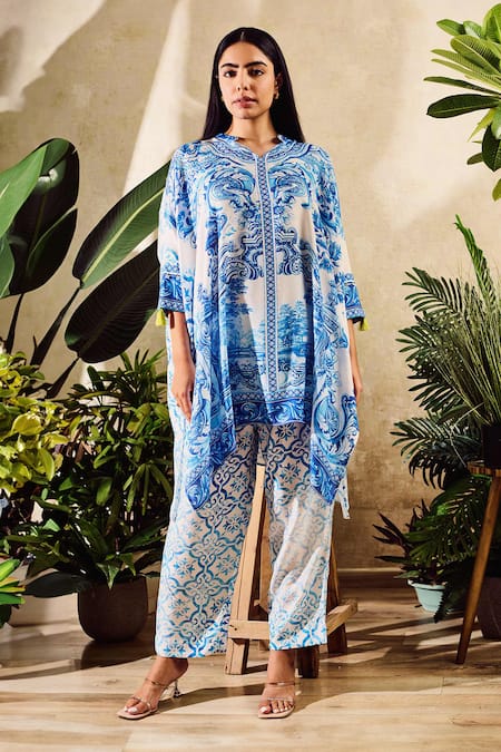 Rainas Floral Bloom Print Kaftan With Pant 