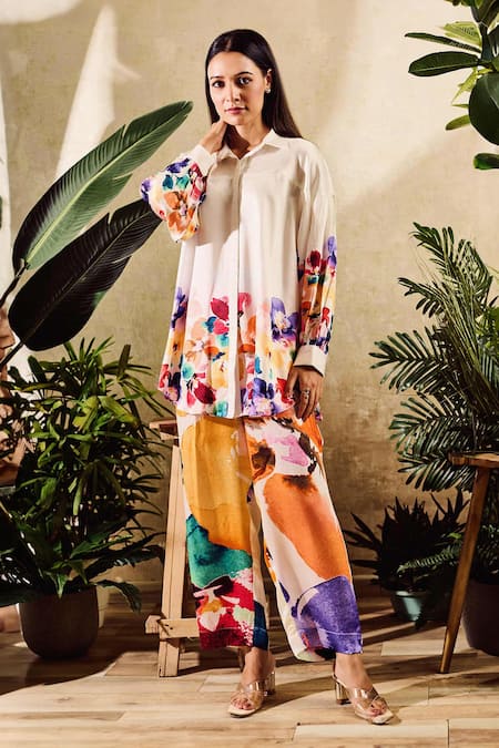 Rainas Floral Print Shirt With Pant 