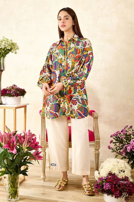 Rainas Graphic Print Shirt With Pant 