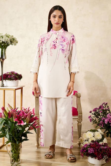 Rainas Sakura Print Tunic With Pant 