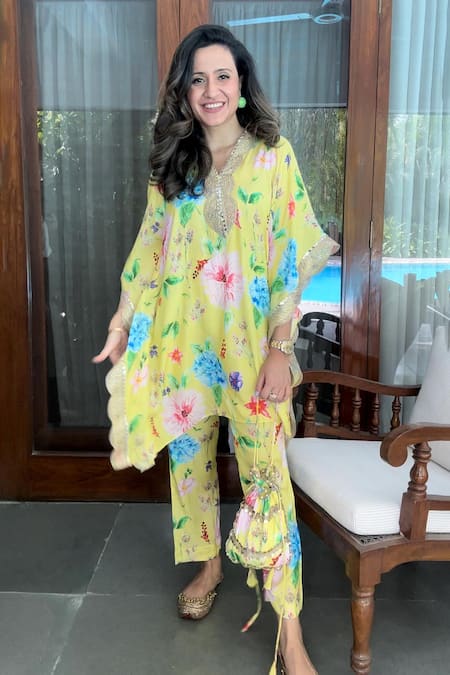 Rainas Flora Bloom Print Kaftan Set 