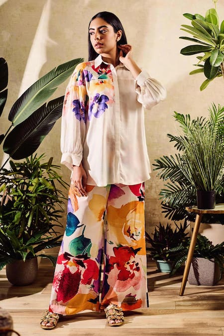 Rainas Floral Bloom Print Shirt With Pant 