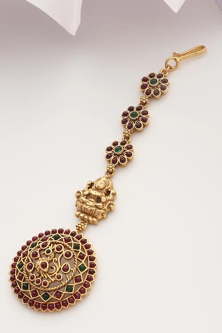 SUIKALA Stone Studded Temple Maangtikka 