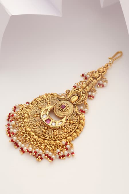 SUIKALA Carved Floral Temple Maangtikka 