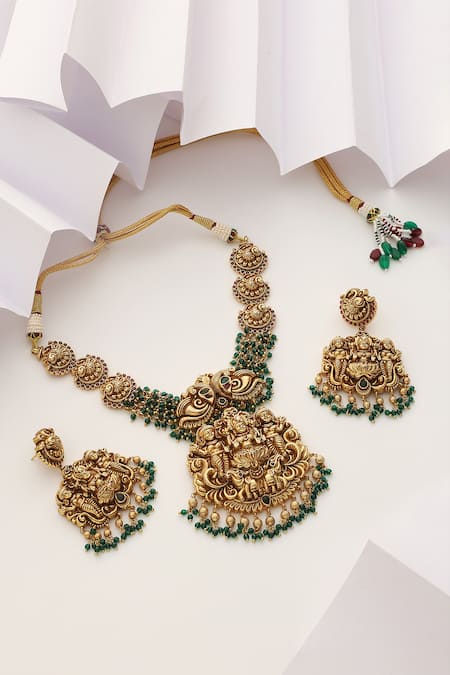 SUIKALA Carved Deity Temple Necklace Set 