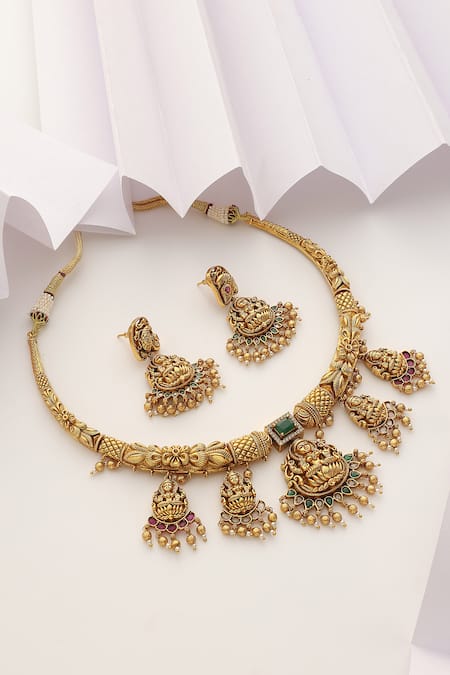 SUIKALA Carved Temple Hasli Necklace Set 