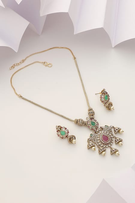 SUIKALA Victorian Polki Embellished Necklace Set 