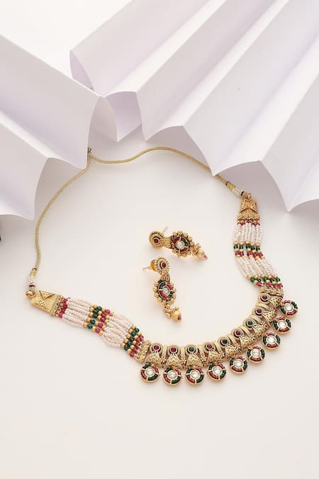 SUIKALA Geometric Stone Embellished Choker Set 