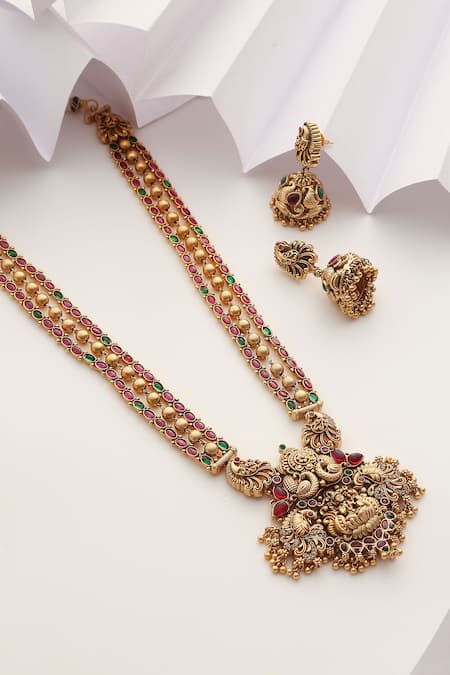 SUIKALA Temple Carved Long Necklace Set 