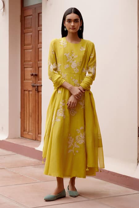 Vaayu Floral Embroidered Anarkali With Dupatta 