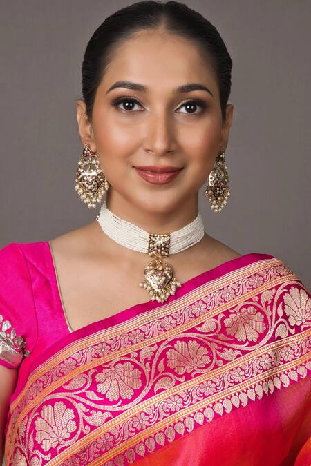 Queens Jewels Stone Studded Jadau Choker Necklace Set 