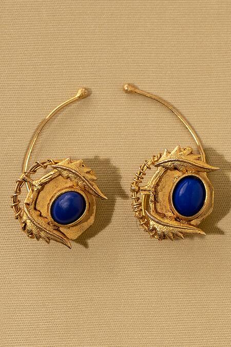 AK-OK_Blue Stones Drop Of Heaven Ear Cuffs _at_Aza_Fashions