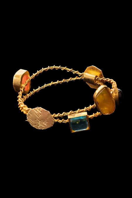 AK-OK Multi Color Applique, Stones Twisted Treasure Bangles - Set Of 2 Online at Aza Fashions AK-OK_Multi Color Applique, Stones Twisted Treasure Bangles - Set Of 2 _Online_at_Aza_Fashions