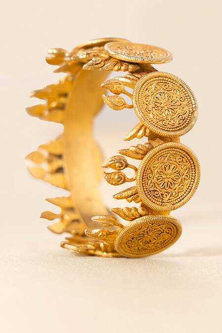 Buy AK-OK Gold Plated Crystals Blooming Coin Bangle Online at Aza Fashions Buy_AK-OK_Gold Plated Crystals Blooming Coin Bangle _Online_at_Aza_Fashions