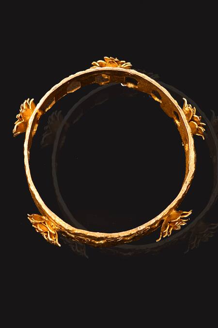 Shop_AK-OK_Gold Plated Cut Work Blooming Ladder Bangle _Online_at_Aza_Fashions
